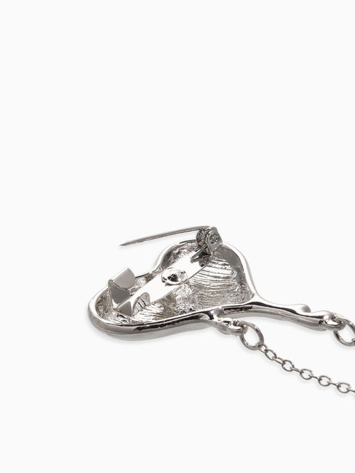 Брошь корейский стиль "Сердце" цвет серебро