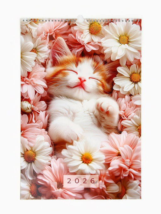 Календарь 2026 перекидной на ригеле А3 «Котики»