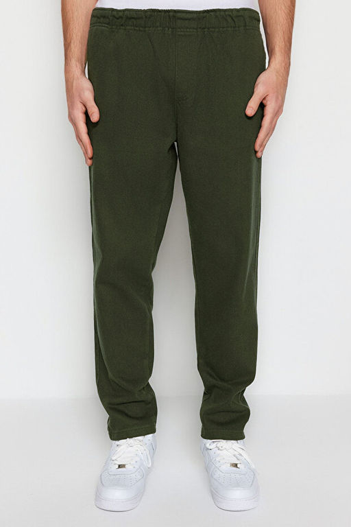 Haki Regular Fit Lastik Belli Gabardin Pantolon TMNSS23PL00033