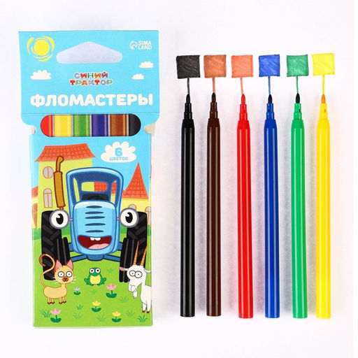 Фломастеры Синий трактор, 6 цветов, вентилируемый колпачок  фото 7