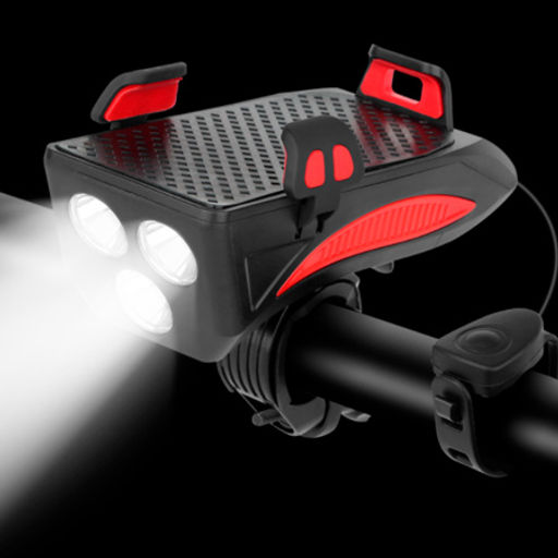 Фонарь передний COMIRON HOLDER ABS, IPX5; 3*T6 LED 400lm 4800mAh USB индикатор заряда POWER BANK сигнал 130Дб крепление смартфона красный /уп 20/80/ - Галеонтрейд фото 6