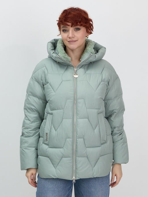 Куртка зимняя женская из овчина стильная и модная зеленого цвета 7309Z - Visdeer фото 4