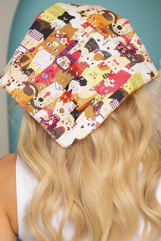 Косынка из натурального хлопка с козырьком (котики, мультиколор) - Lt collection фото 3