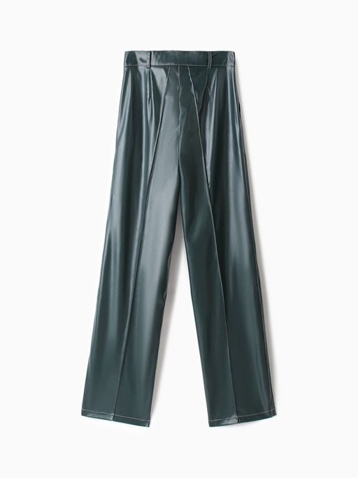 Брюки женские из экокожи MINAKU: Eco leather, зелёные, размер 50