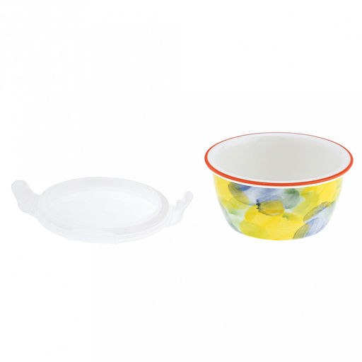 Акварель Салатник-контейнер фарфоровый 400мл, д13х6,2см, круглый, с деколью, отводка, пластмассовая крышка, герметичная, с клипсами, с силиконовым уплотнителем (Китай) - Домашняя мода фото 7