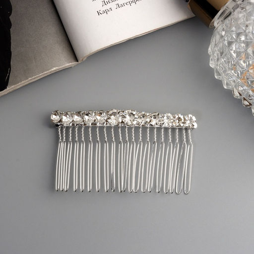 Цена за 2 шт. Гребень для волос QF «Медея», классика нить, 7.5×4 см, серебро