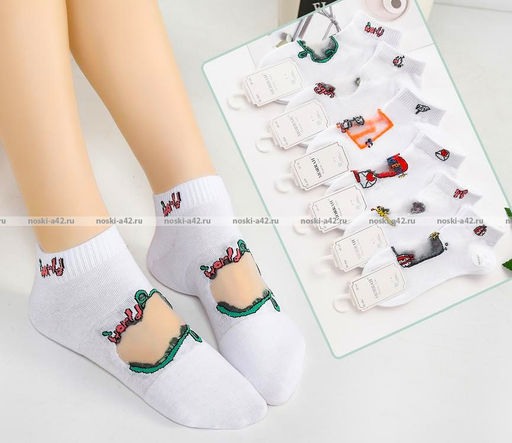 Цена за 6 пар. 6 ПАР - MORRAH носки женские укороченные хлопок + капрон АССОРТИ