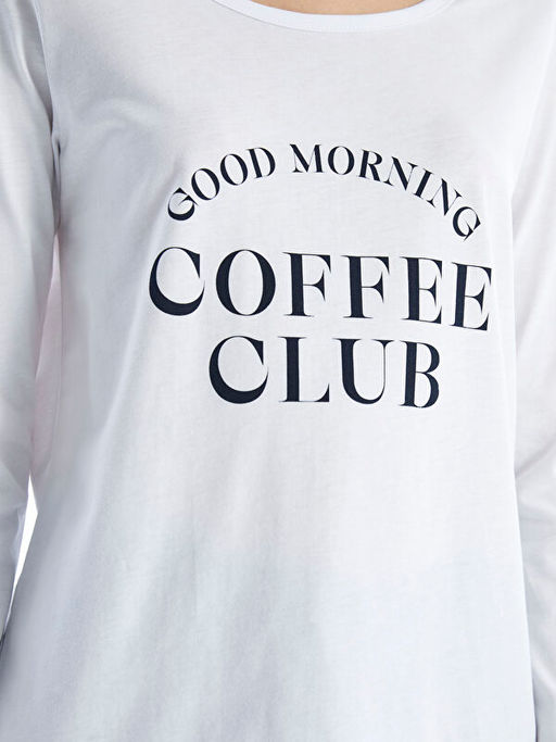 Bisiklet Yaka Bask?l? Kad?n Pijama Tak?m?