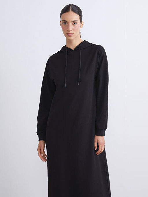 Kap??onlu Sweatshirt Elbise