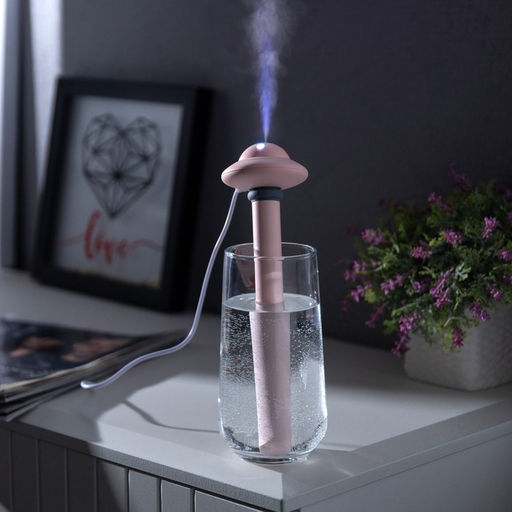 Увлажнитель воздуха «НЛО» HM-21, ультразвуковой, погружной, с подсветкой, USB, розовый