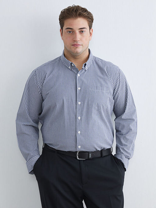 Regular Fit Uzun Kollu Ekose Poplin Erkek G?mlek