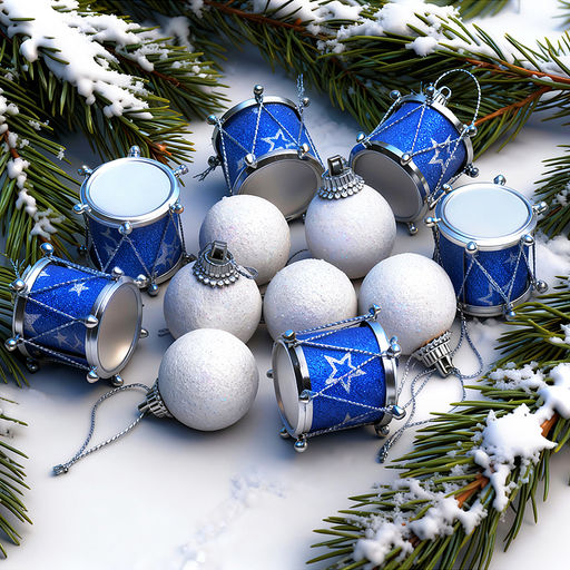 Набор новогодних украшений "Барабаны и шарики" (2шт х 3см)