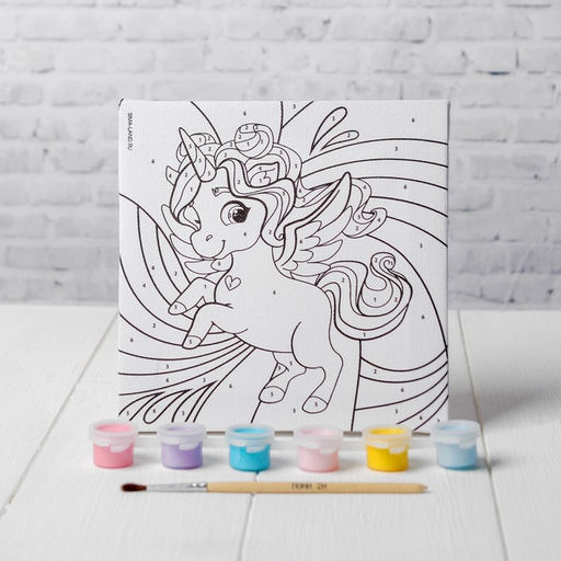 Картина по номерам для детей Волшебный единорог, 15?15 см