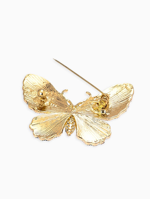 Брошь "Бабочка" матовая, в жилки, цвет чёрный в золоте