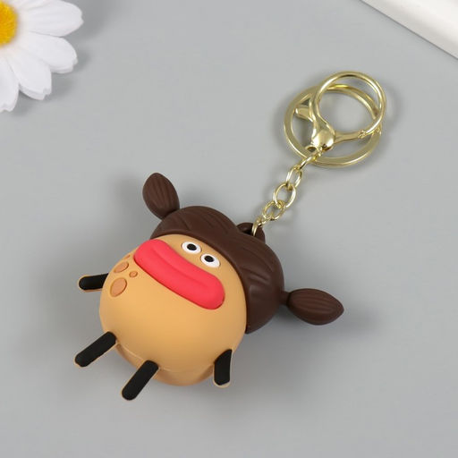 Брелок для ключей на кольце с карабином антистресс «Девочка», резина, выскакивают губы, 4×8×7 см