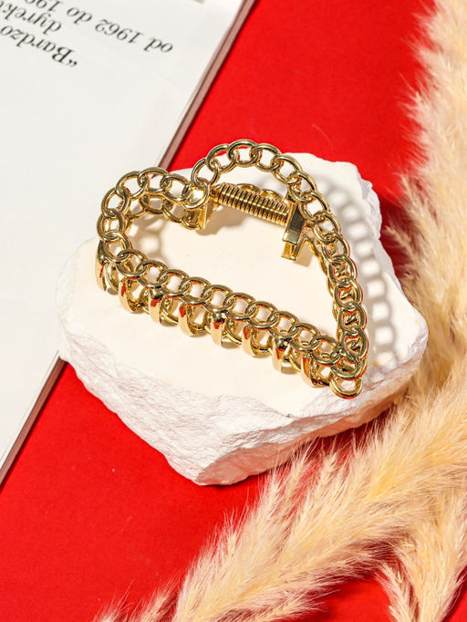 Цена за 2 шт. Крабик для волос «Дороти», сердце, 7.5 см, золото