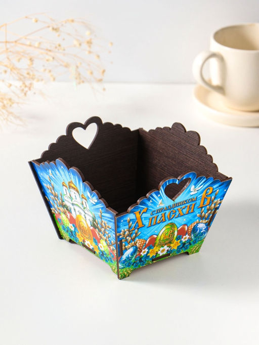 Конфетница квадратная или подставка под кулич Пасхальный храм. 10?13?13.5 см