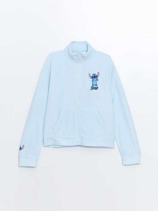 Stitch Bask?l? Polar K?z ?ocuk Fermuarl? Sweatshirt