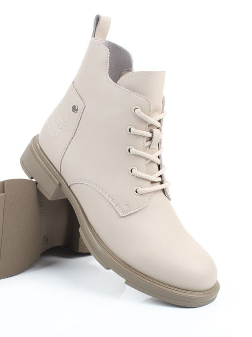 01-M43-15 BEIGE Ботинки демисезонные женские (натуральная кожа)