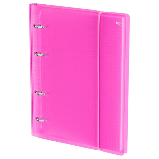 Тетрадь 120л. на кольцах "Neon. Розовая", сменный блок (ТТ5к120_пл 63249, "BG") пластиковая обложка на резинке