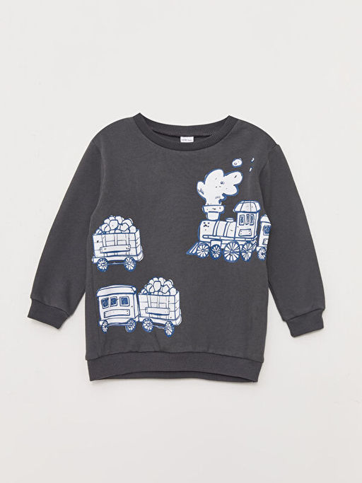 Bisiklet Yaka Uzun Kollu Bask?l? Erkek Bebek Sweatshirt 2li - Waikiki фото 2