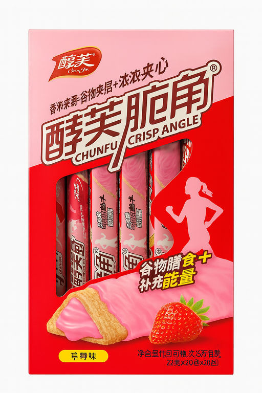 Хрустящие фитнес трубочки с Клубничной начинкой (20 шт) 440 гр.