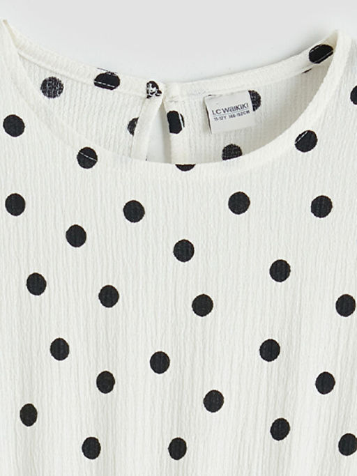 Bisiklet Yaka Puantiyeli K?z ?ocuk Elbise