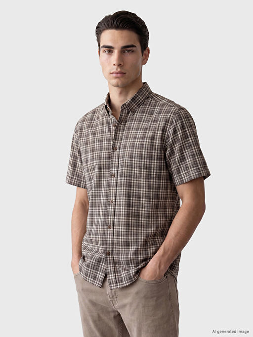 Regular Fit Ekose Poplin Erkek G?mlek