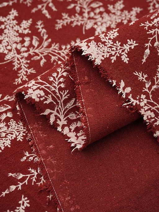 Теплый хлопок "Осенние травы" цв.насыщенный красно-терракотовый, ш.1.5м, хлопок-100%, 160гр/м.кв