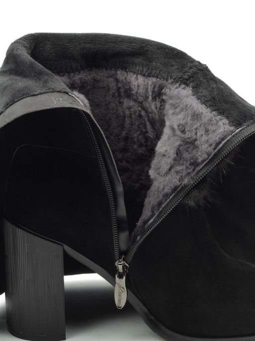 02-1686-1461MB-1 BLACK Сапоги женские (натуральная замша, натуральный мех (еврозима)) - Фабричный китай фото 13