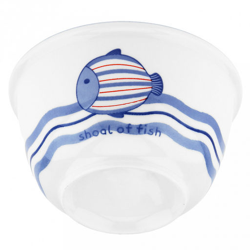 "Синий полосатик" Салатник фарфоровый 400мл, д12см, h6,6см, отводка, белый (Китай)