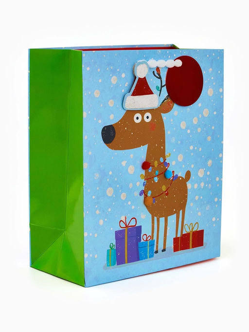 Набор подарочных пакетов «Новый год», 3 шт., голография, с шильдиком и объёмным декором, 25×30.5×12.5 см