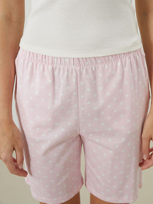 Beli Lastikli Puantiyeli Kad?n ?ort Pijama Alt?