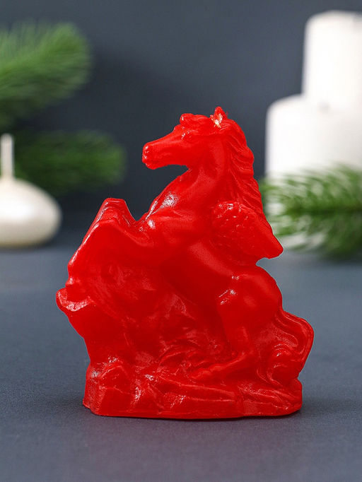 Цена за 2 шт. Свеча декоративная «Лошадка-Пегас» 3.5×6.5×8 см, красный