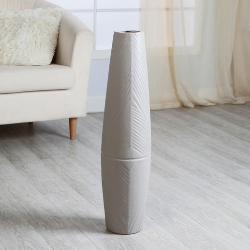 Ваза напольная «Силестайн», узор, d вн. 8 см, 11×74 см, керамика, серая