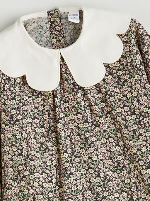 Bebe Yaka ?i?ekli K?z ?ocuk Elbise