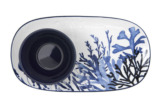Набор, 2 пр, блюдо/салатник, керамика К, белое/синий, Синие кораллы, Blue Coral
