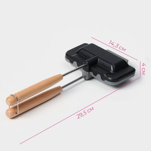 Сковорода для сэндвичей Доляна, 29.5×14.3×4 см, двусторонняя, антипригарное покрытие, литой алюминий, чёрная