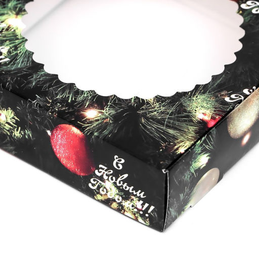 Цена за 3 шт. Подарочная коробка сборная с окном «С Новым годом», 11.5×11.5×3 см