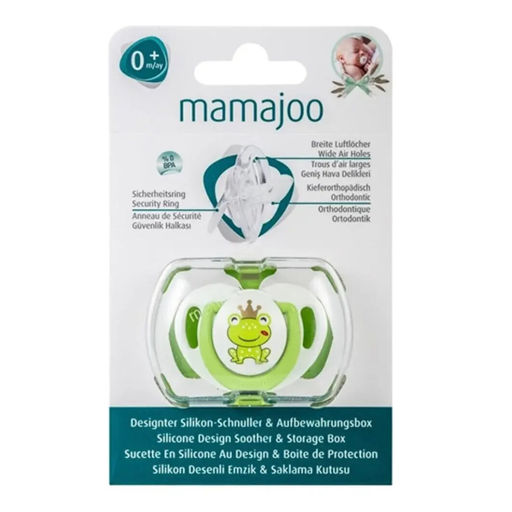 Ортодонтическая силиконовая пустышка с боксом для хранения 0+, лягушка 7123992 - Mamajoo фото 2