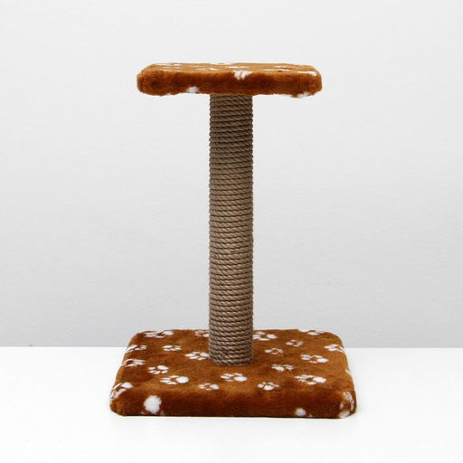 Когтеточка Полка с подставкой, 30 х 30 х 40 см, джут, коричневая с лапками - Пижон фото 2