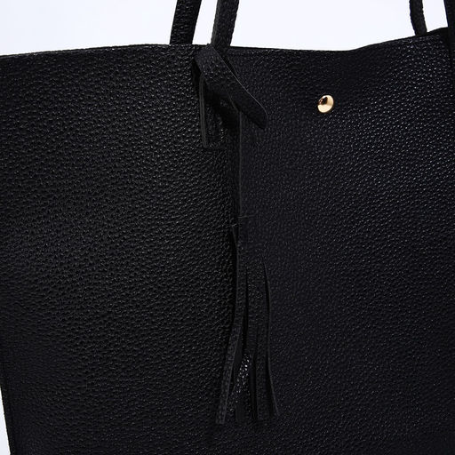 Сумка - шоппер женская на кнопке, с монетницей, 35×10×28 см, чёрная