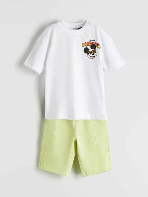 Mickey Mouse Bask?l? Erkek ?ocuk Ti??rt ve ?ort 2li