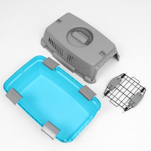 Переноска пластиковая Неон 48х32х29,5 см, вес животного до 12 кг, серо-голубая - Пижон фото 14