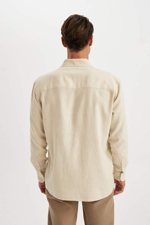 Хлопковая рубашка с длинными рукавами и воротником-поло Relax Fit - Defacto фото 6