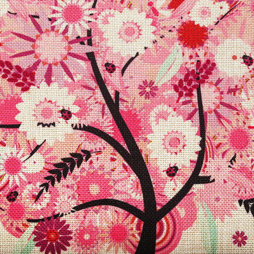 Наволочка декоративная на молнии 43х43см "Дерево любви" плотная ткань под лен, 100% полиэстер (Китай)