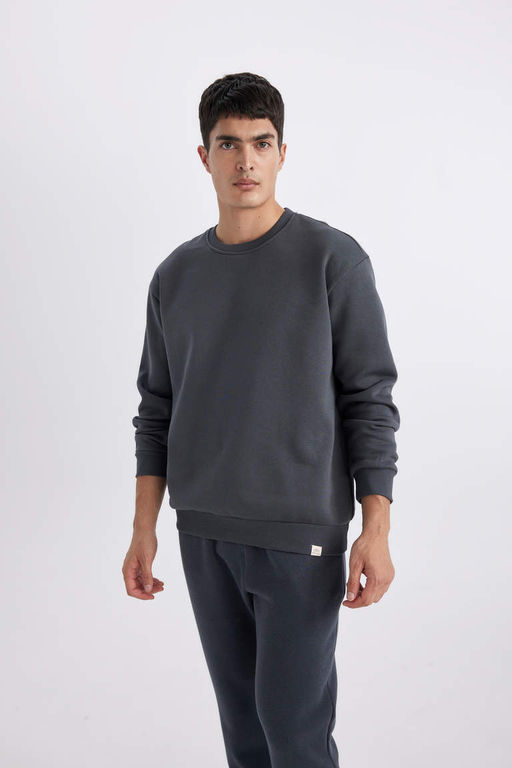 Базовый свитшот Oversize с круглым вырезом - Defacto фото 3