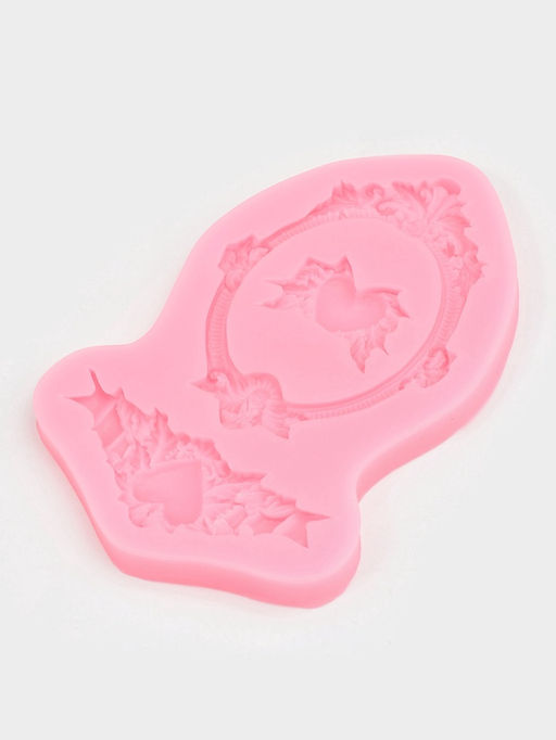 Молд для заливки Сердца, рамка, лепнина, силикон, 12.5?8.2?1.1 см, МИКС