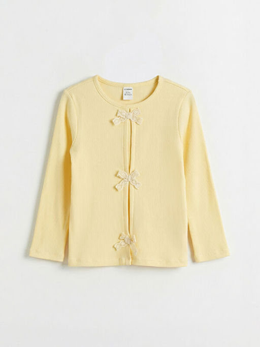 Bisiklet Yaka Fiyonk Detayl? K?z ?ocuk Ti??rt