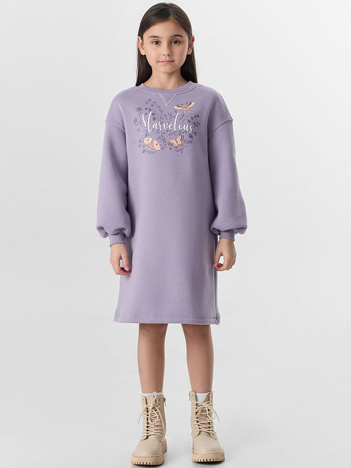 Платье для девочек фиолетовое с надписью "Marvelous"